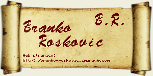 Branko Rošković vizit kartica